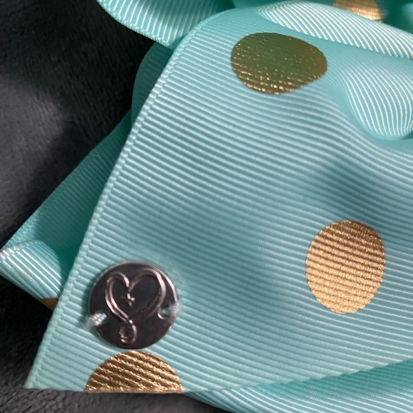 JoJo Siwa Signature Large Cheer Hair Bow-teal/gold - Picture 4 of 5